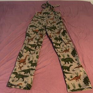 Run and Fly dinosaur stretch twill overalls, size 4XS